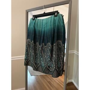 Kelly &‎ Diane Midi Skirt WomenFloral Roses Colorful Knit Stretch size 10